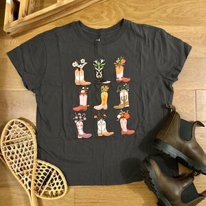 Floral Boot Graphic Tee - Black